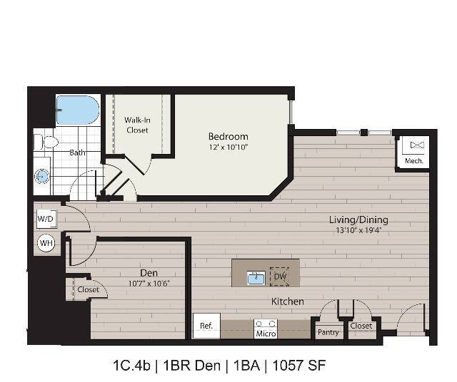 1C.4b 1BD/1BA con estudio 1057 pies cuadrados - ICON Residences at The Rotunda