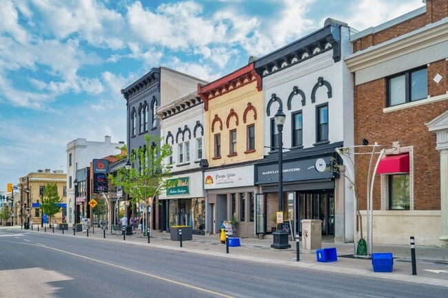 Colorful storefronts in Downtown Waterloo