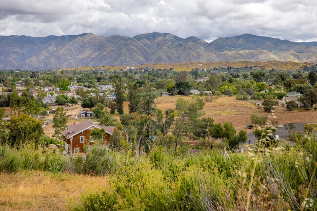 View of open farmland and hills in East Hemet.