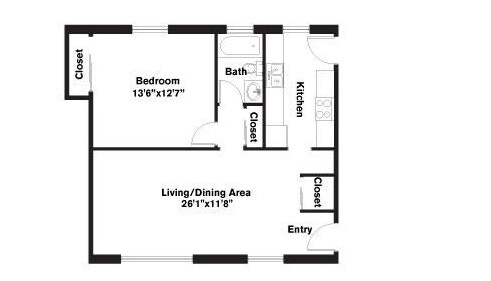 1HAB/1BA - George Court Apartments
