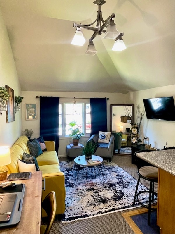 Living room opens to kitchen - 128 College Ave