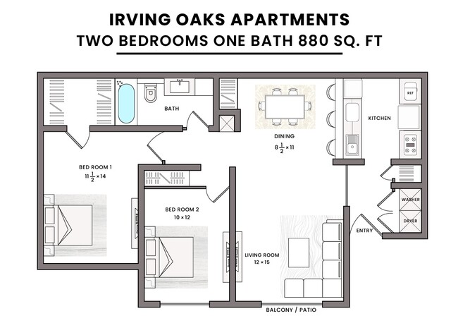 Plano de planta - Irving Oaks Apartments