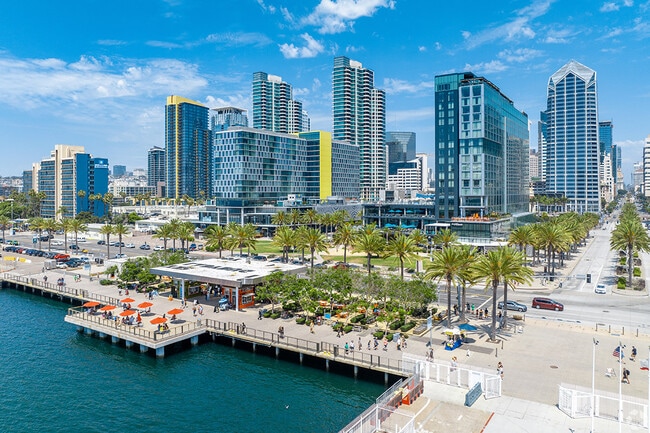 The Embarcadero is San Diego's waterfront walkway and major attraction for locals and tourists.