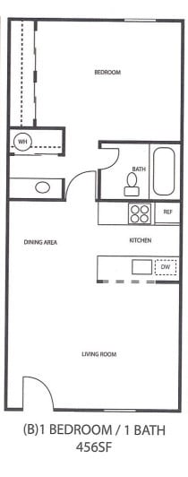 Floorplan B     456sqft    Upgraded $899 / Premium $999 - Sandstone Apartment Homes