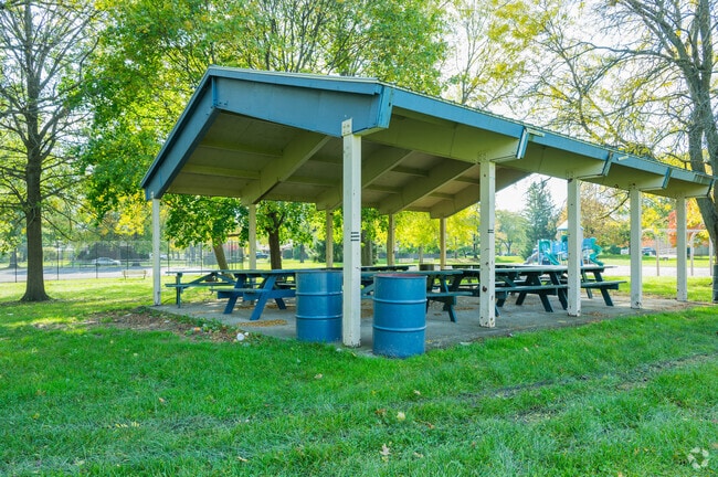Oakwood Park has a large picnic shelter.