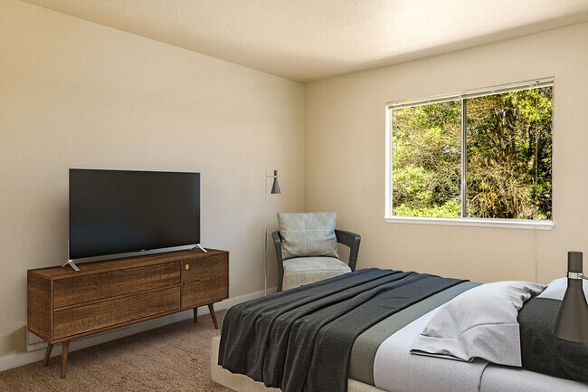 Spacious, well lit, bedroom area, room enough for a queen size bed! - The Palms Apartments