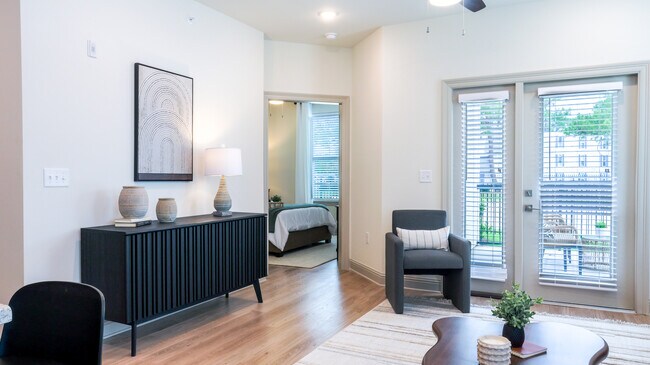 The Opal: 1BR, 1BA- Living Room - The Waters at Bluebonnet
