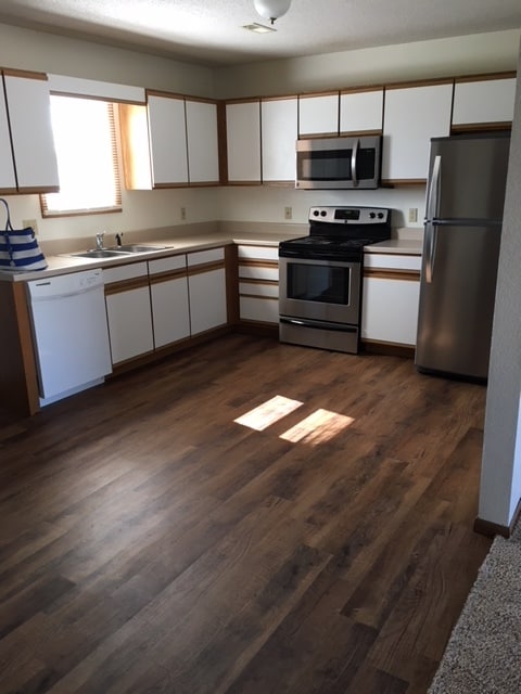 Kitchen, new flooring and stainless steel appliances with dishwasher and garbage disposal - 3104 Ross Ct