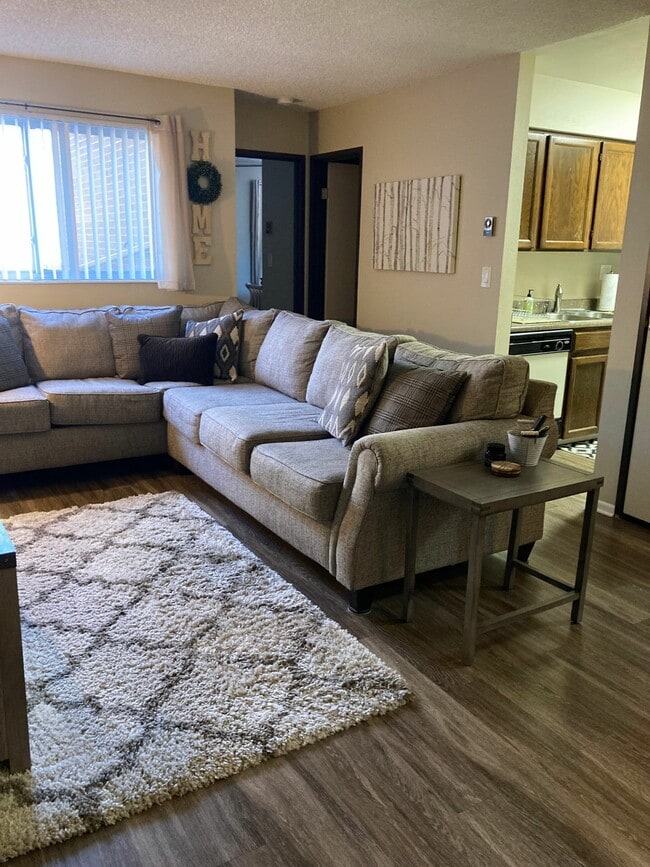 Relax in this cozy living room, perfectly designed for comfort and homey vibes. - PINETREE Apts