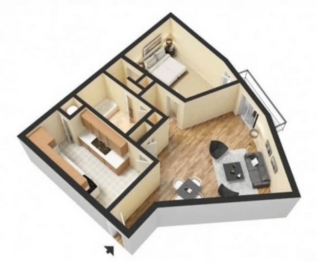 1X1 - 680 Sq. Ft..jpg - Azur Tower