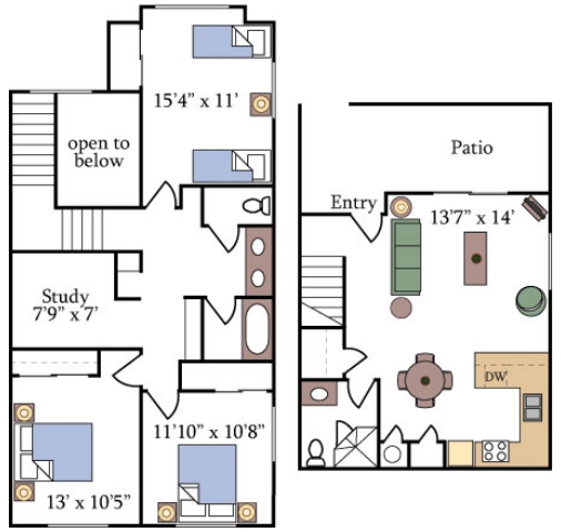 3HAB/2BA - Fountain Circle Townhomes