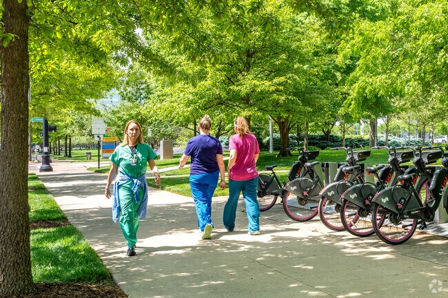 The residents of German Village enjoy walking and biking at Livingston Park.