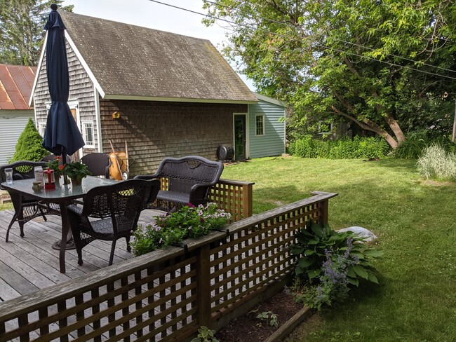 Back yard deck and garage - 23 Bridge St