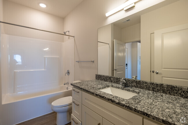 1BR, 1BA - RETREAT Bathroom - EVO Townhomes & Apartments