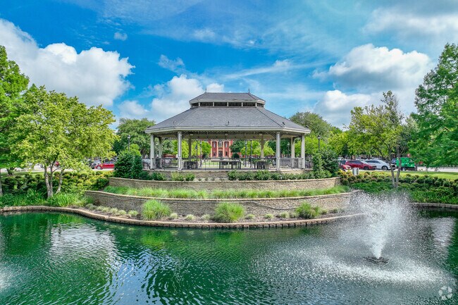 Grab a seat under the pavilion at Rustin Park in Southlake and listen to the calming sound of the water fountain.