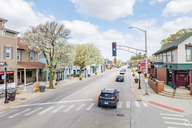 Downtown Tinley Park is adorned with blooming trees.