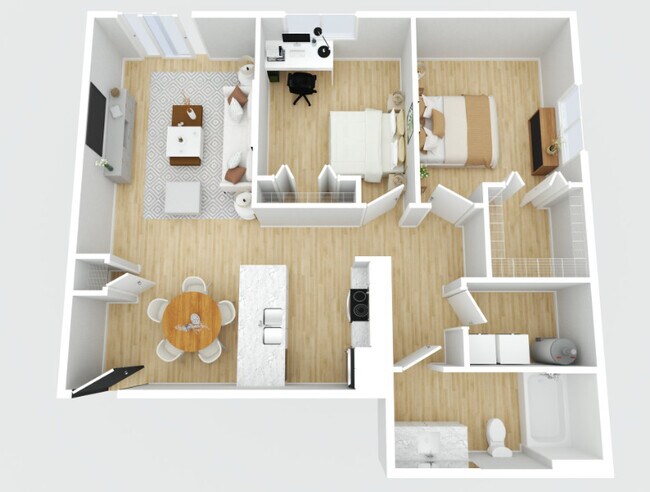 Plano 3D de la Unidad 102 - The Arnie Apartments