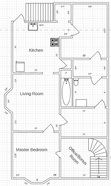 This is a rough floorplan/layout. Room sizes shown are not 100% to scale. But very good idea - 47 Boylston St