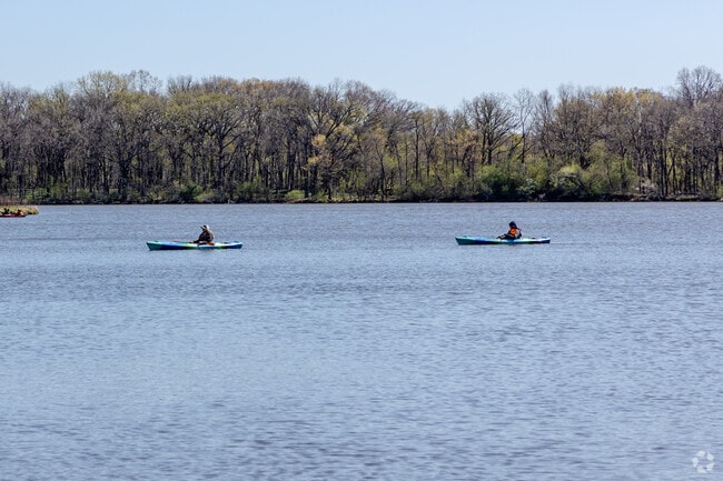 Boating and kayaking are popular activities in Busse Woods Forest Preserve.