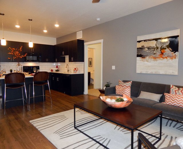 Open Living, Dining and Kitchen Area - Lofts at 7800 Apartments