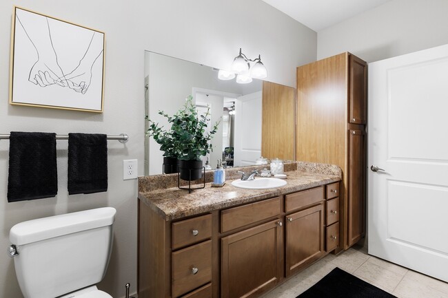 Bathroom with extra cabinets - Overture Ridgmar 55+ Active Adult Apartmen...