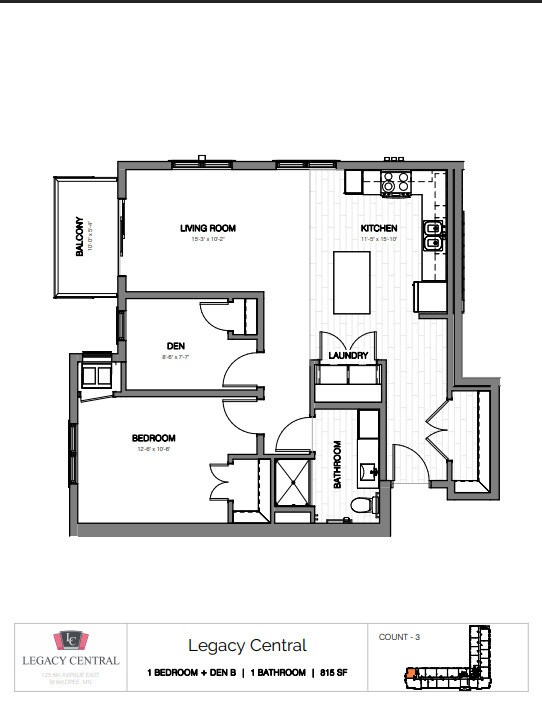 1 dormitorio + estudio B - Legacy Central 55+ Senior Apartments