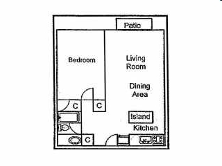 Plano de planta de 1x1 - Ridgeview Terrace