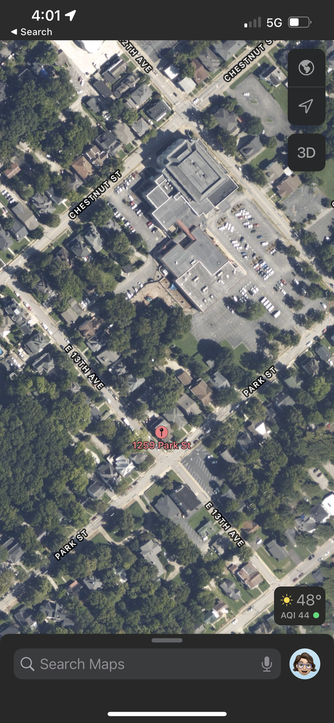 Location zoomed out - 1259 Park St