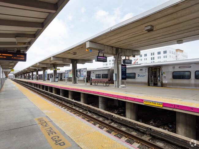 Ronkonkoma train platform, train hub for NYC commuters.