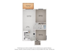 B2_2Bed_1Bath_1010 Sq Ft - 4120 at Palm Beach Gardens Apartments