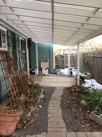 back yard covered patio, each unit gets one side to themselves - 907 NE Church Street