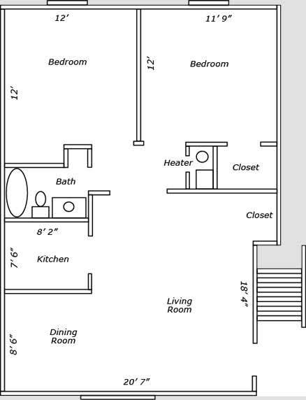 2 bed 1 bath - Christopher Square Apartments NEW MANAGEMENT!