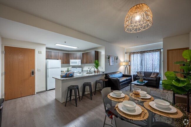 4HAB, 4BA - 1,227 ft² - Sala de estar - The Quad on Delaware