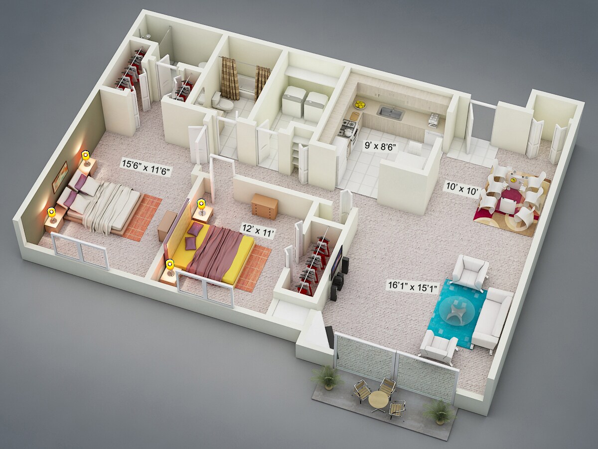 Tamarac Apartments – Two Bedroom Green