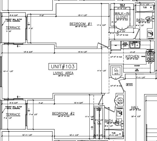 Plano de planta de la unidad 103 - 1818 Camden Ave