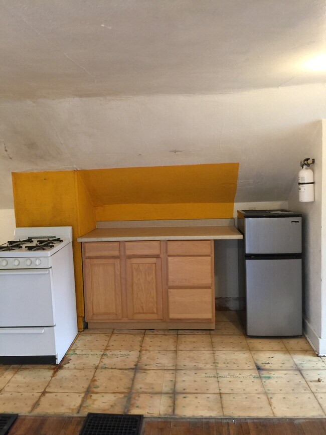 Kitchen before the new flooring and painting - 524 5th St