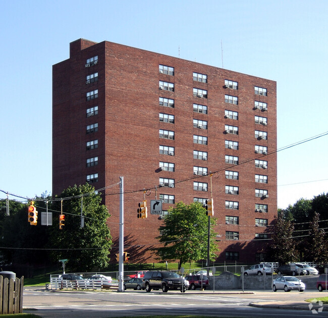 View from the north at State Street and Veeder Avenue - Summit Towers