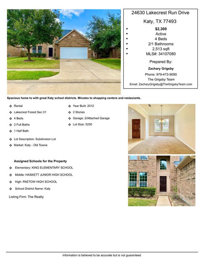 24630 Lakecrest Run Dr, Katy, TX 77493 House for Rent in Katy, TX