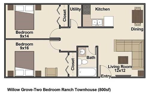 2BR/1BA - Willow Grove Mutual Housing Community