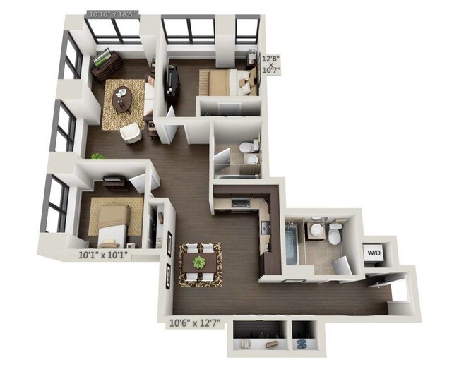 95 Wall Apartments New York Ny Two Bedroom B2c Floor Plan 95 Wall