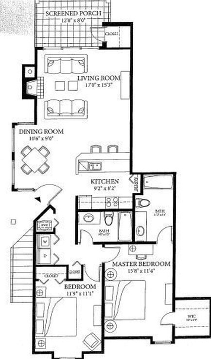 Plano de planta - 2400 Feather Sound Dr Apt 421