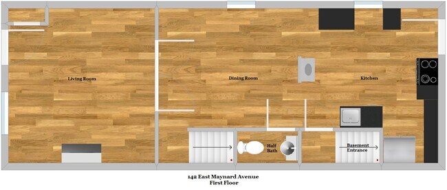 Plano de planta: primer piso - 142 E Maynard Ave