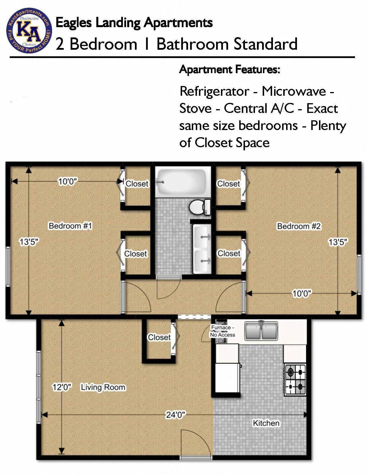 Eagles Landing Apartments – 2 Bedroom -1Bath Standard