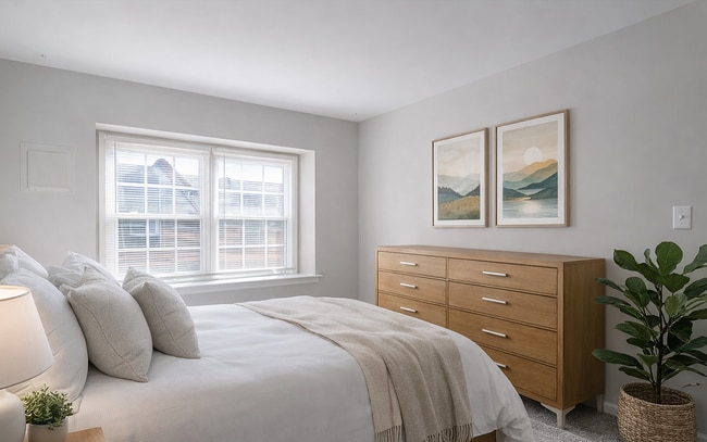 Serene and minimalist bedroom design - Mountain Ridge Apartments