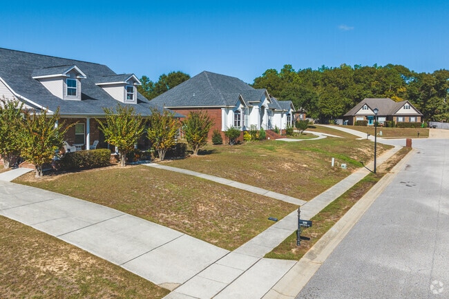 Many Saraland homes are brick-built on medium-sized lots.