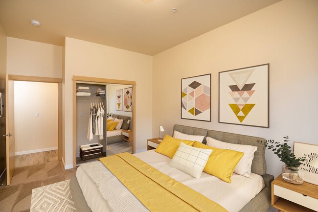 Fairview Village | Spacious Bedroom View with Mirrored Closet - Fairview Village Apartments