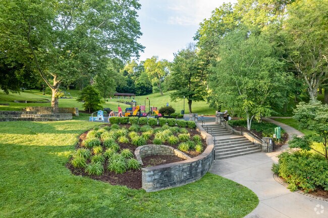 Mount Lebanon Park's playground can be reached by steps the ramp.