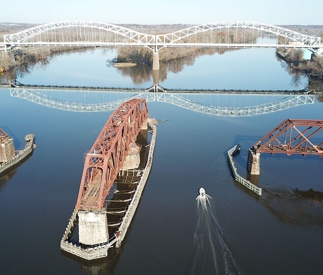The Arrigoni Bridge is a swing bridge across the Connecticut River