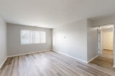 Located at 1551 Marie St in Trenton, Michigan, this single-floor, two-bedroom, one-bathroom home offers a well-organized and efficiently designed layout. Light-toned luxury vinyl plank flooring runs consistently throughout the entire space, creating a clean, cohesive aesthetic in every room.

The living room is a comfortable and open area, brightened by a large window with vertical blinds that allows natural light to fill the room. It connects directly to both the kitchen and the hallway, facilitating an easy flow through the home. The kitchen features warm medium-toned wood cabinetry, granite-look countertops, and black appliances including a gas range, providing a functional cooking space.

Both bedrooms are well-proportioned with neutral gray walls and light flooring. The primary bedroom offers a walk-in closet with built-in shelving, while additional bedrooms and hallway areas are served by four closets total throughout the home — offering ample storage capacity.

The bathroom includes a full tub-shower combo unit with built-in shelving, set against warm-toned tile flooring and neutral walls, providing a practical and tidy space. A connecting hallway links all rooms efficiently. Overall, the home presents a clean, move-in-ready environment with consistent finishes and thoughtful storage solutions throughout.