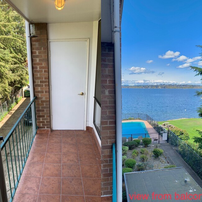Balcony, storage, with lake & pool view - 6225 Lake Washington Blvd NE